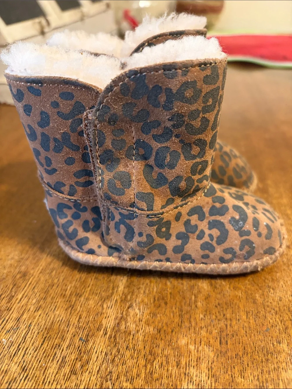 UGG Kids Leopard Print Sheepskin Boots - Brown and Black